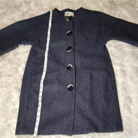 Kensie Navy Tweed Wool Blend Pea Coat - Picture 5 of 8